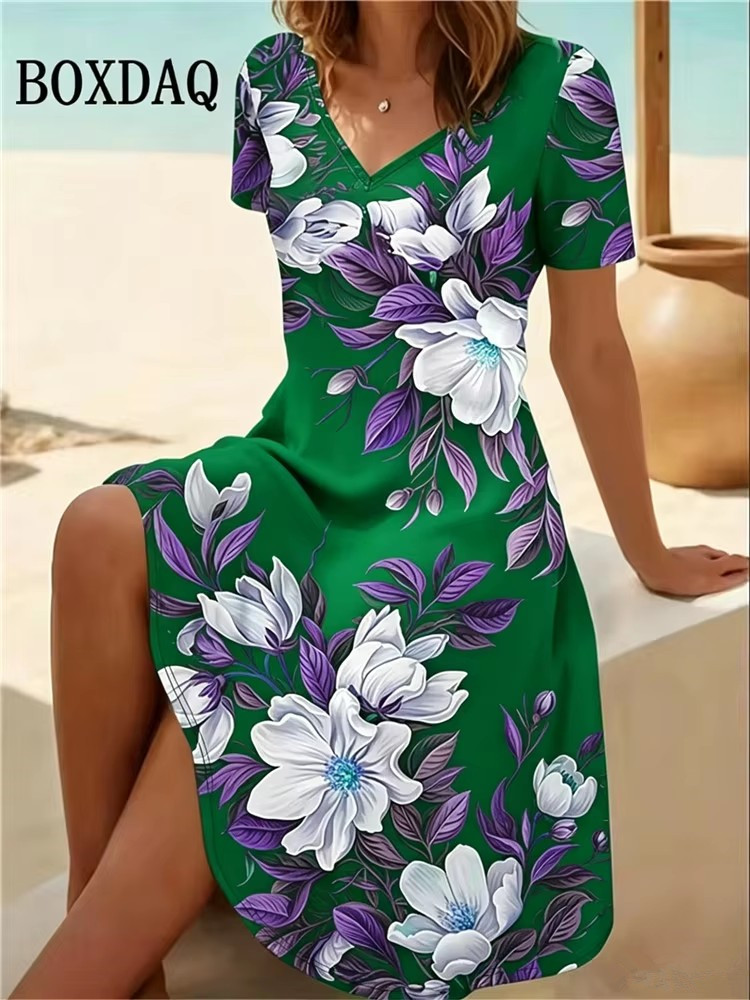 Boho Summer Beach Maxi Dress - Sukienki damskie w rozmiarze 6XL Plus