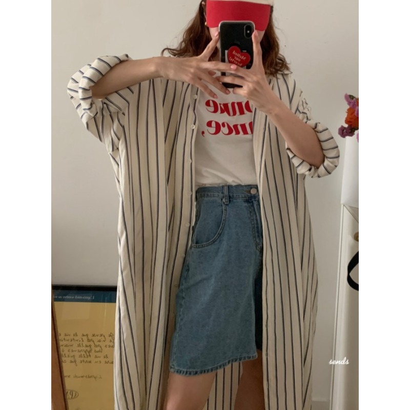 Korean Style A Line Shirt Dress - Koreańska minimalistyczna sukienka w luźnym stylu