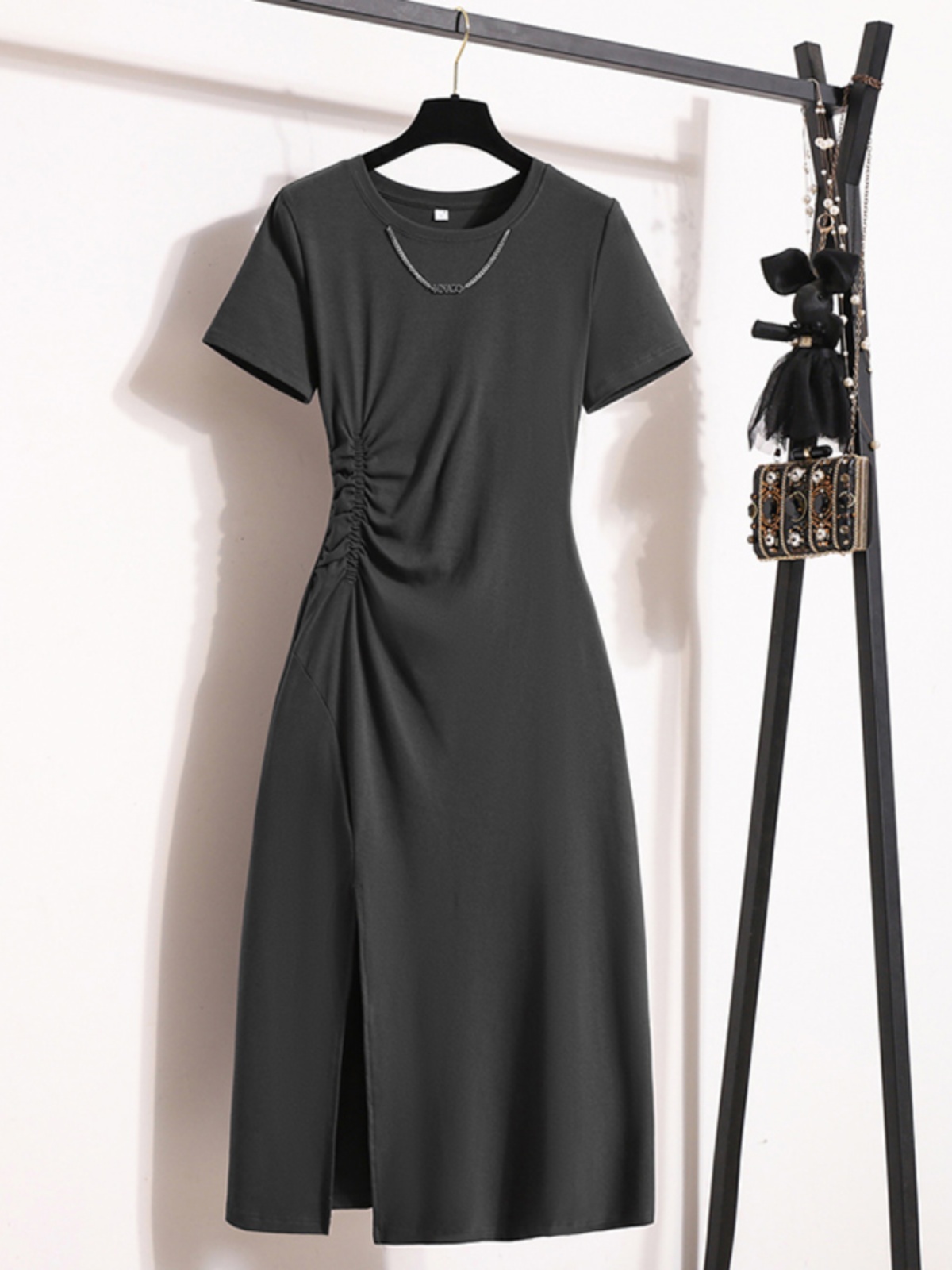 Elegancka, codzienna sukienka  – Korean Style A Line Shirt Dress recenzja i cena