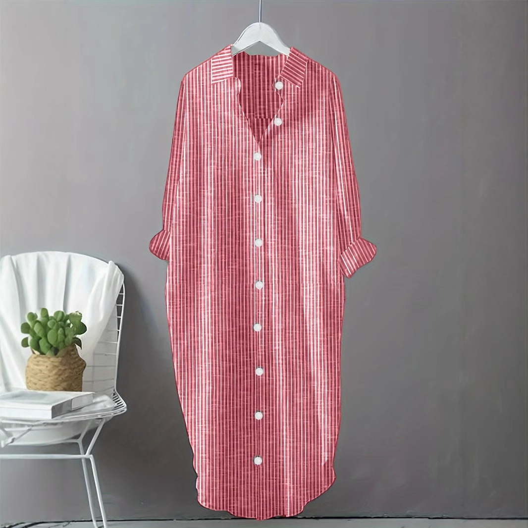 Sukienka koszulowa damska w st – Casual Loose Linen Shirt Dress recenzja i cena