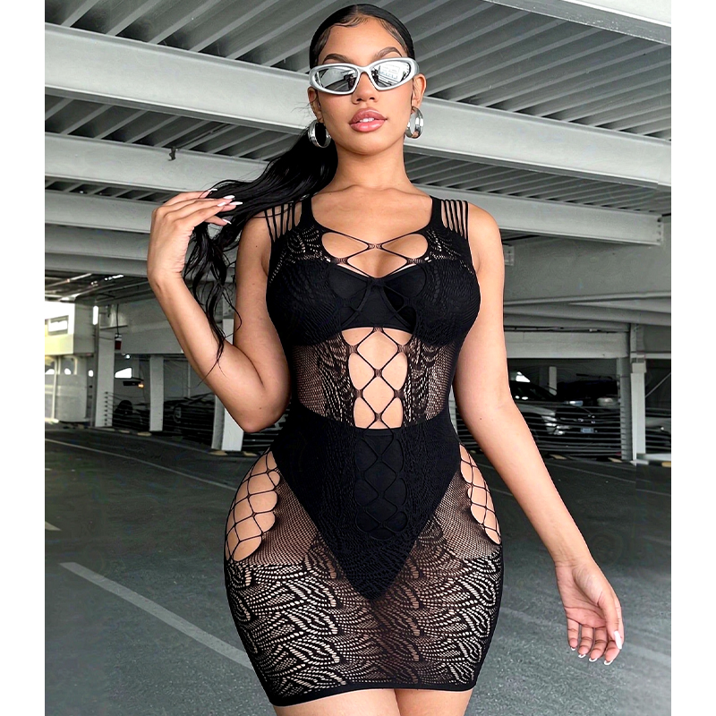 Seksowna bielizna nocna, prześ – Sexy Mesh Sheer Bodycon Dress recenzja i cena