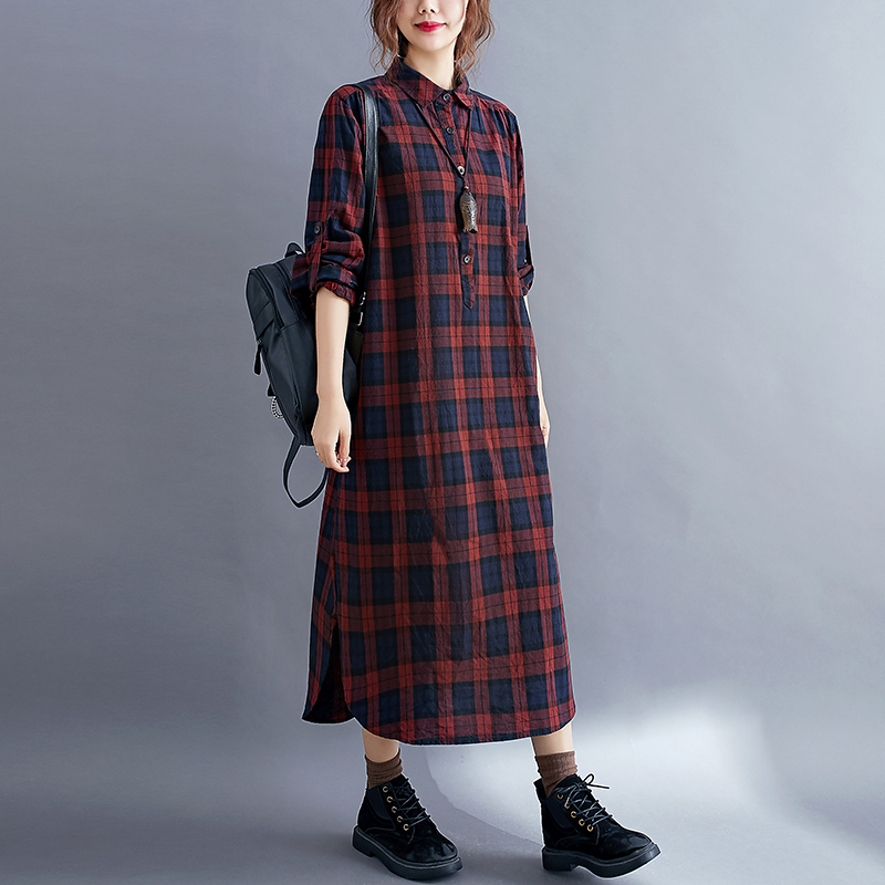 Luźna sukienka koszulowa w kra – Korean Style A Line Shirt Dress recenzja i cena
