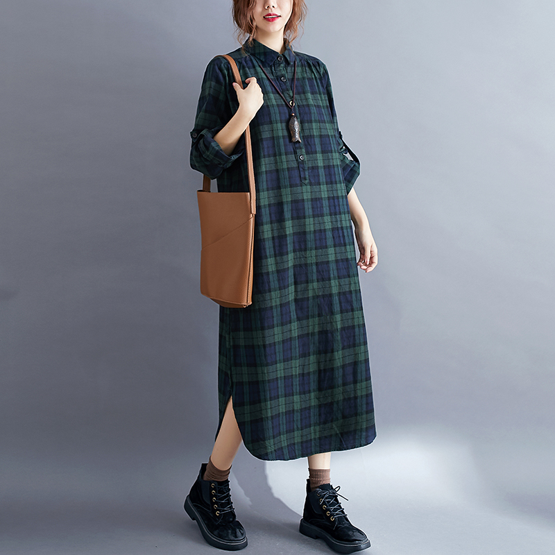 Luźna sukienka koszulowa w kra – Korean Style A Line Shirt Dress recenzja i cena