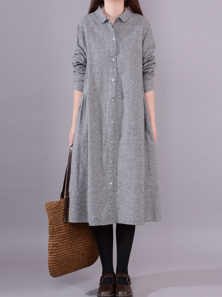 Damska koszulowa sukienka z dł – Korean Style A Line Shirt Dress recenzja i cena